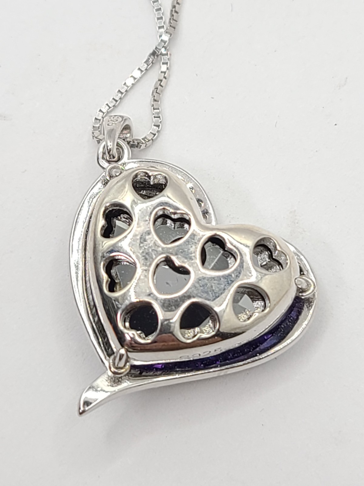 Crystal Heart Elephant Pendant 925 Sterling Silver Necklace 17″-19″