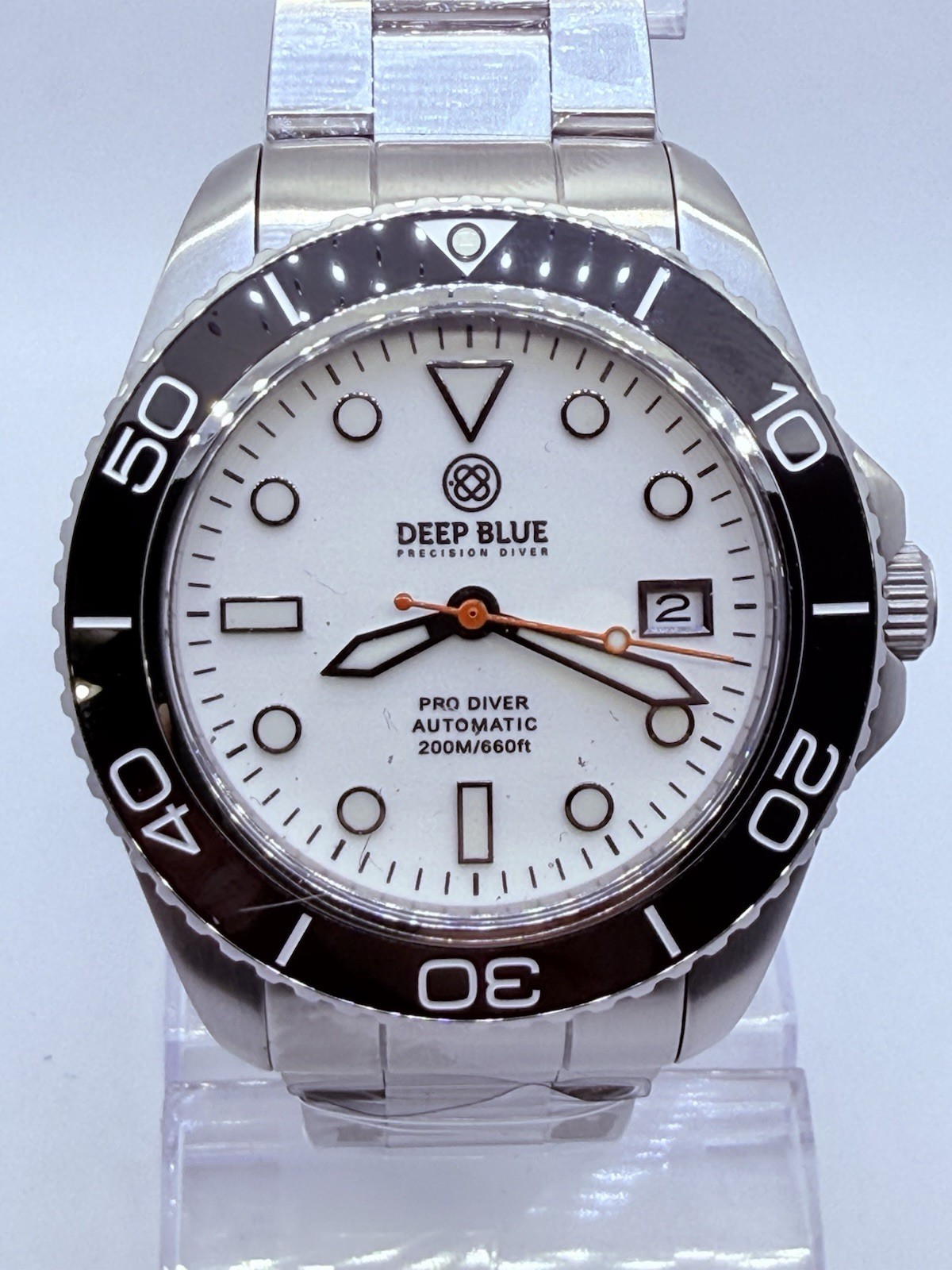 Deep Blue PRO DIVER 200 42.5MM AUTO DIVE WATCH-WHITE FULL LUME DIAL -NEW‼️