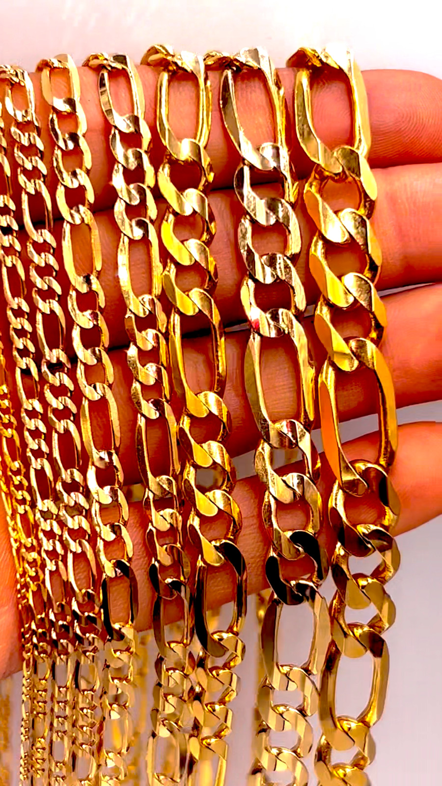 10K Yellow Gold SOLID Figaro Italian Necklace Chain Real Gold 2mm-11mm 16″-30″