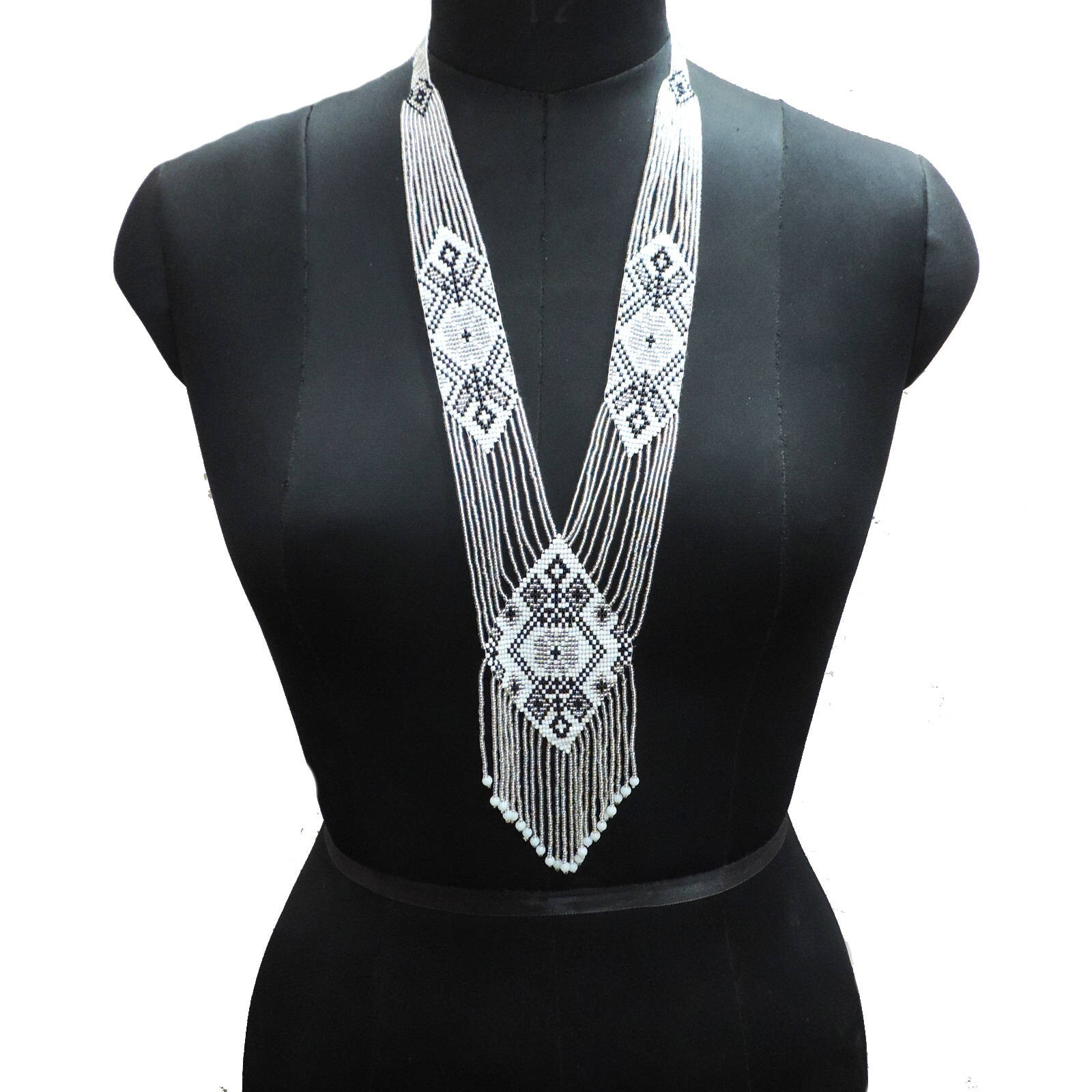 Handmade Necklace Seed Bead Boho American Style Nativ Beaded Multi Strand