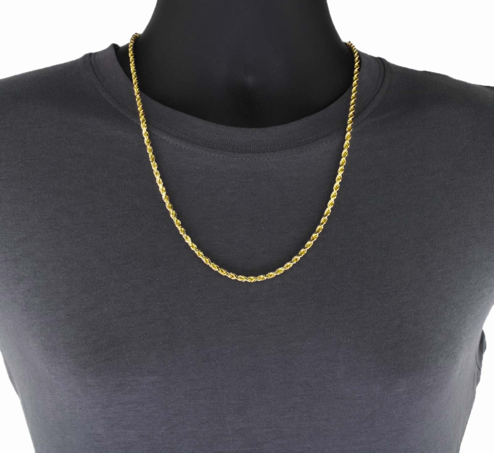 10k Yellow Solid Gold 5mm Mens Diamond Cut Rope Chain Necklace Italian Made 22″