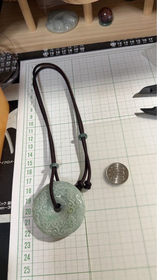 Japanese jade necklace CS0765 Natural Genuine Jade (Guaranteed Authenticity) Pen