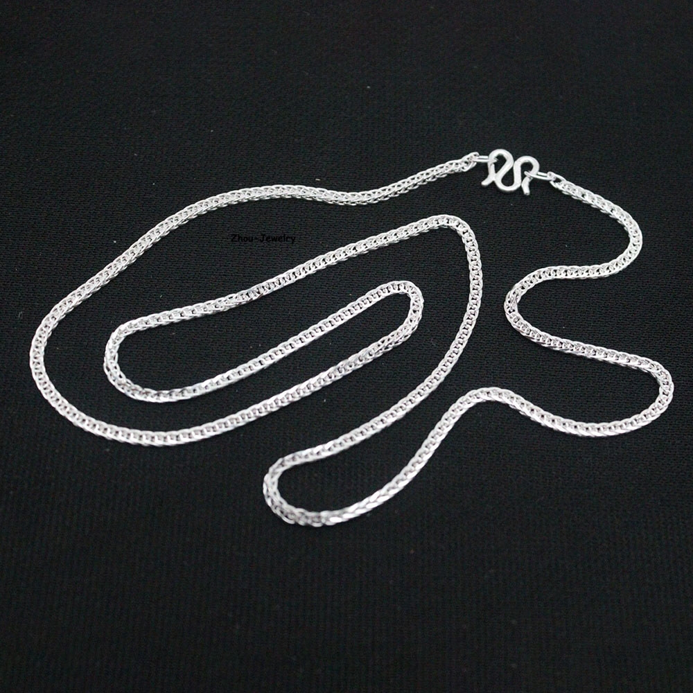Pure S999 Fine Silver 999 Chain Women 1.8mm Wheat Link Chain 4-5g 17.7inch