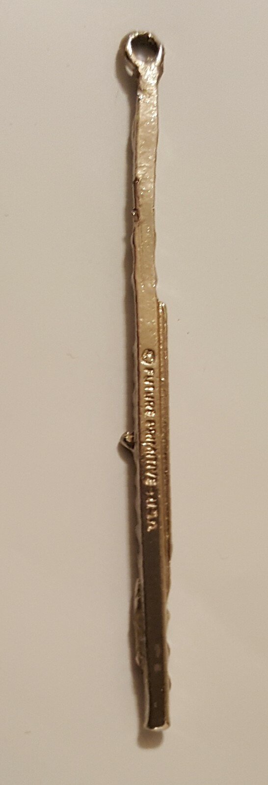 Silvertone Future Primitive USA with Black Enamel Miniature Flute Charm 2″ Long