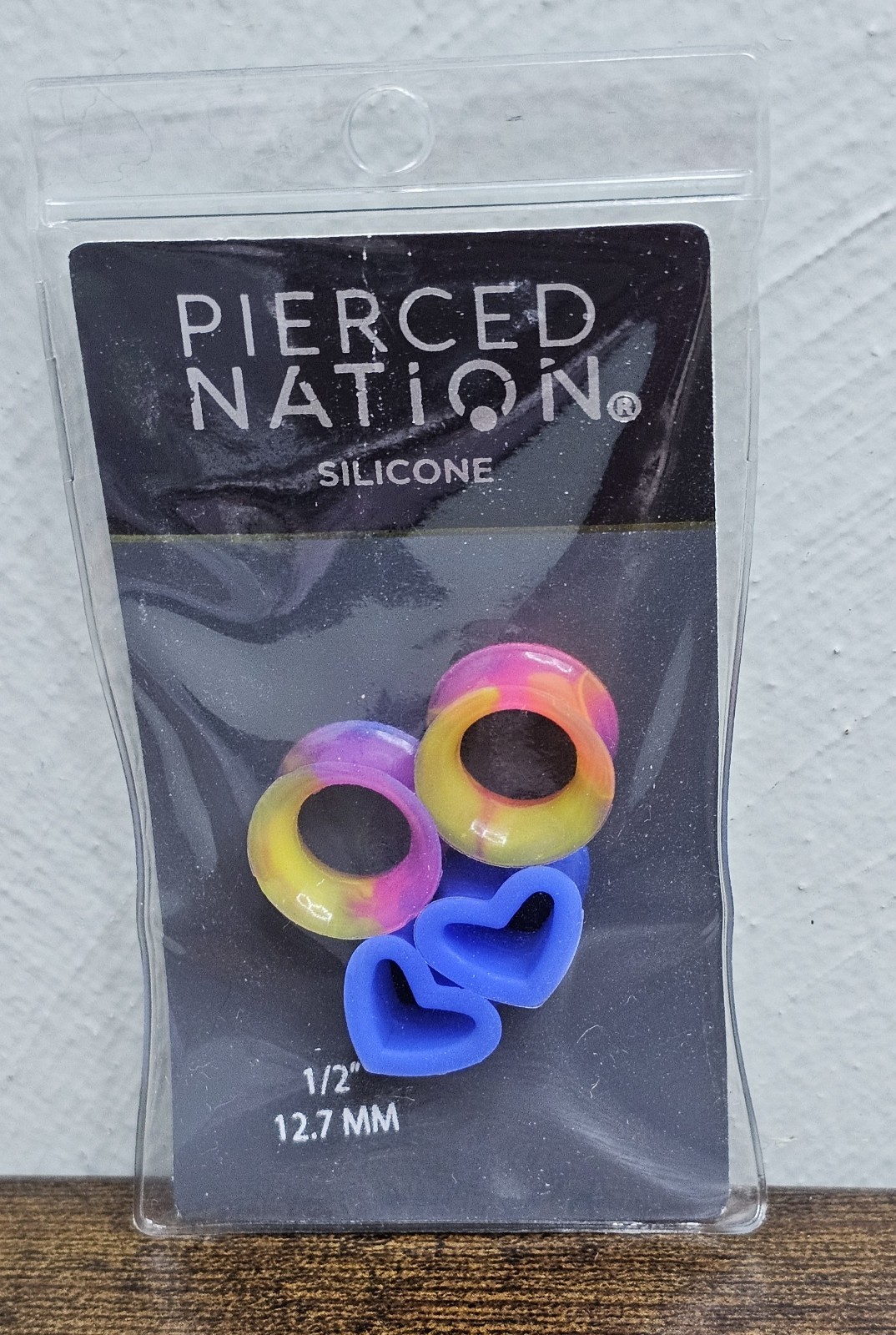 Pierced nation silicone set Of 2 . Heart And colorful gages 1/2″ 12.7MM new