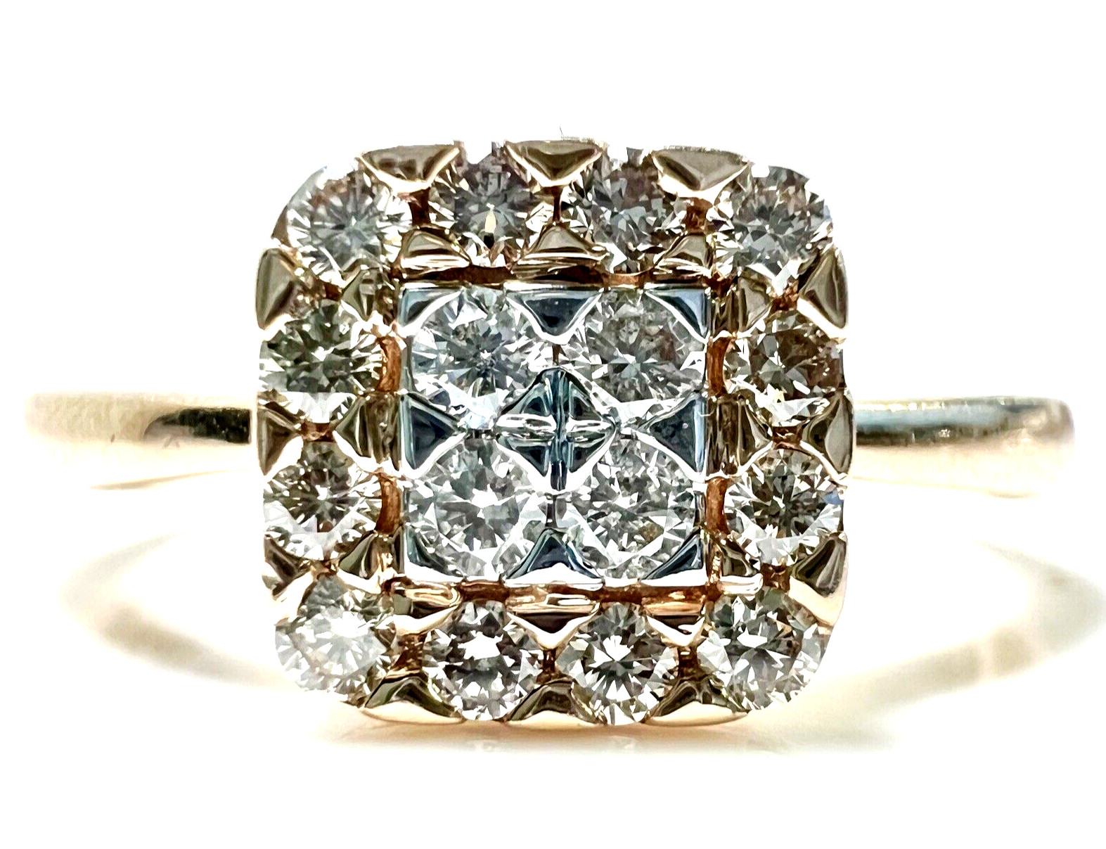 Ring 585 gold rose gold 0.26 ct. diamonds size 56.5/18mm 3.4g like new