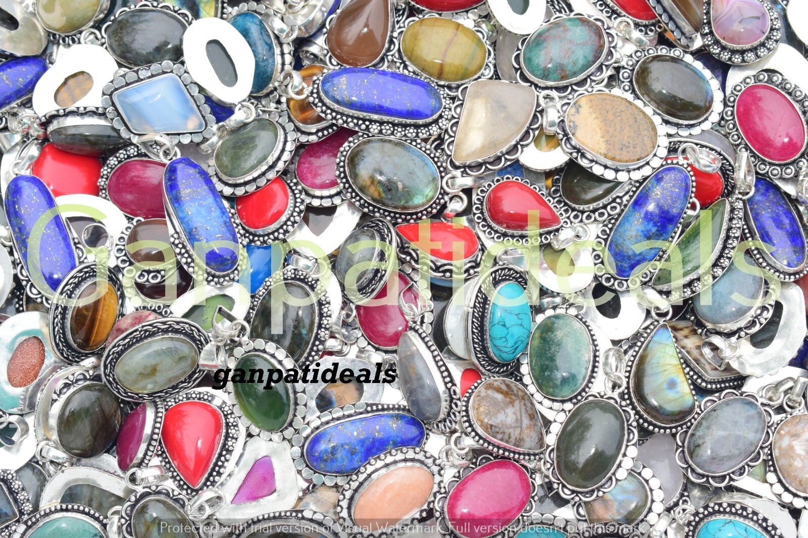 BULK LOT !! Opalite & Mix Gemstone Wholesale Pendants 925 Silver Plated Lots