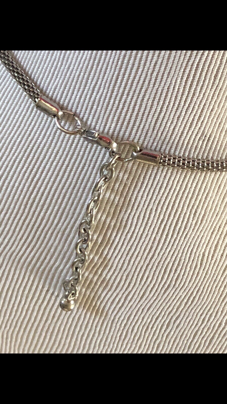 Woman’s Long Unique Silver Necklace Measuring 34X6 Inches