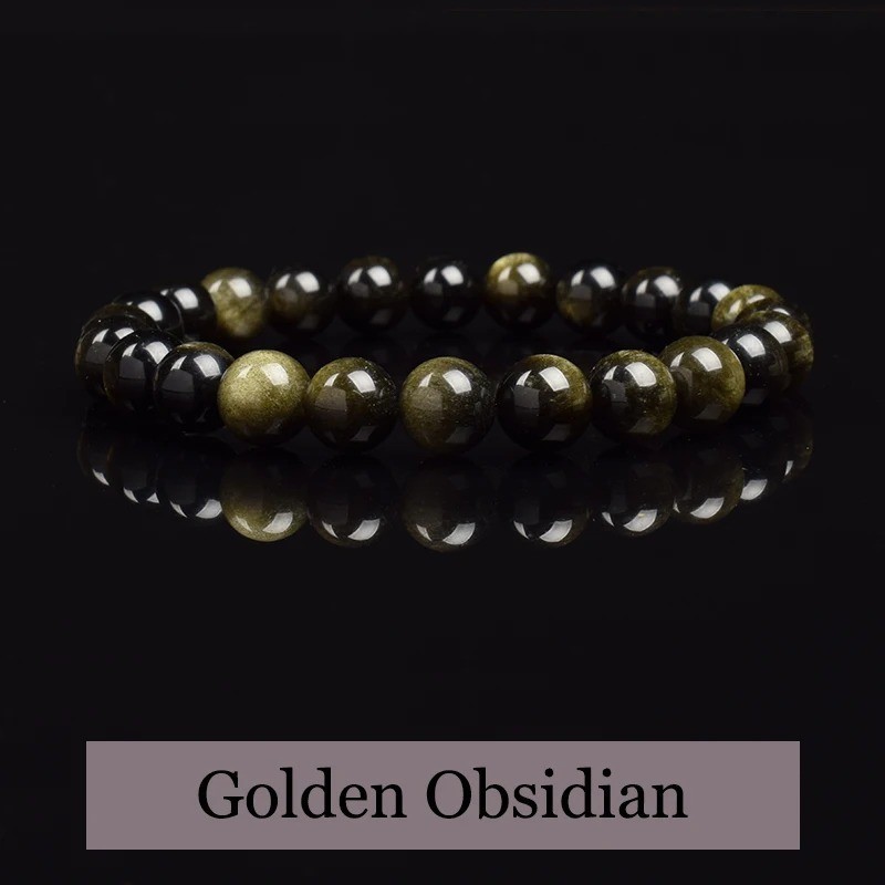 6/8mm Beaded Handmade Balance Bracelet Round Rainbow Obsidian Bead Healing Reiki