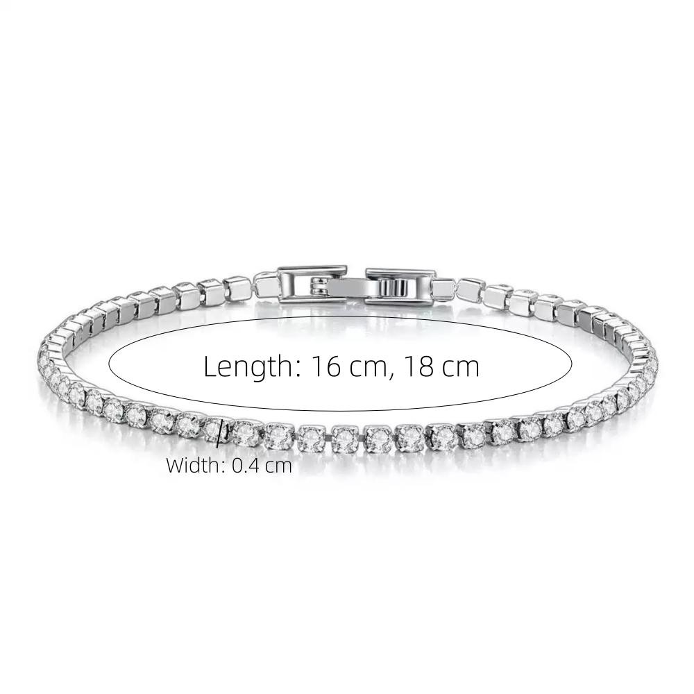 Stainless Steel Gold Silver Zirconia Tennis Chain Bracelet Women 16/18cm Jewelry