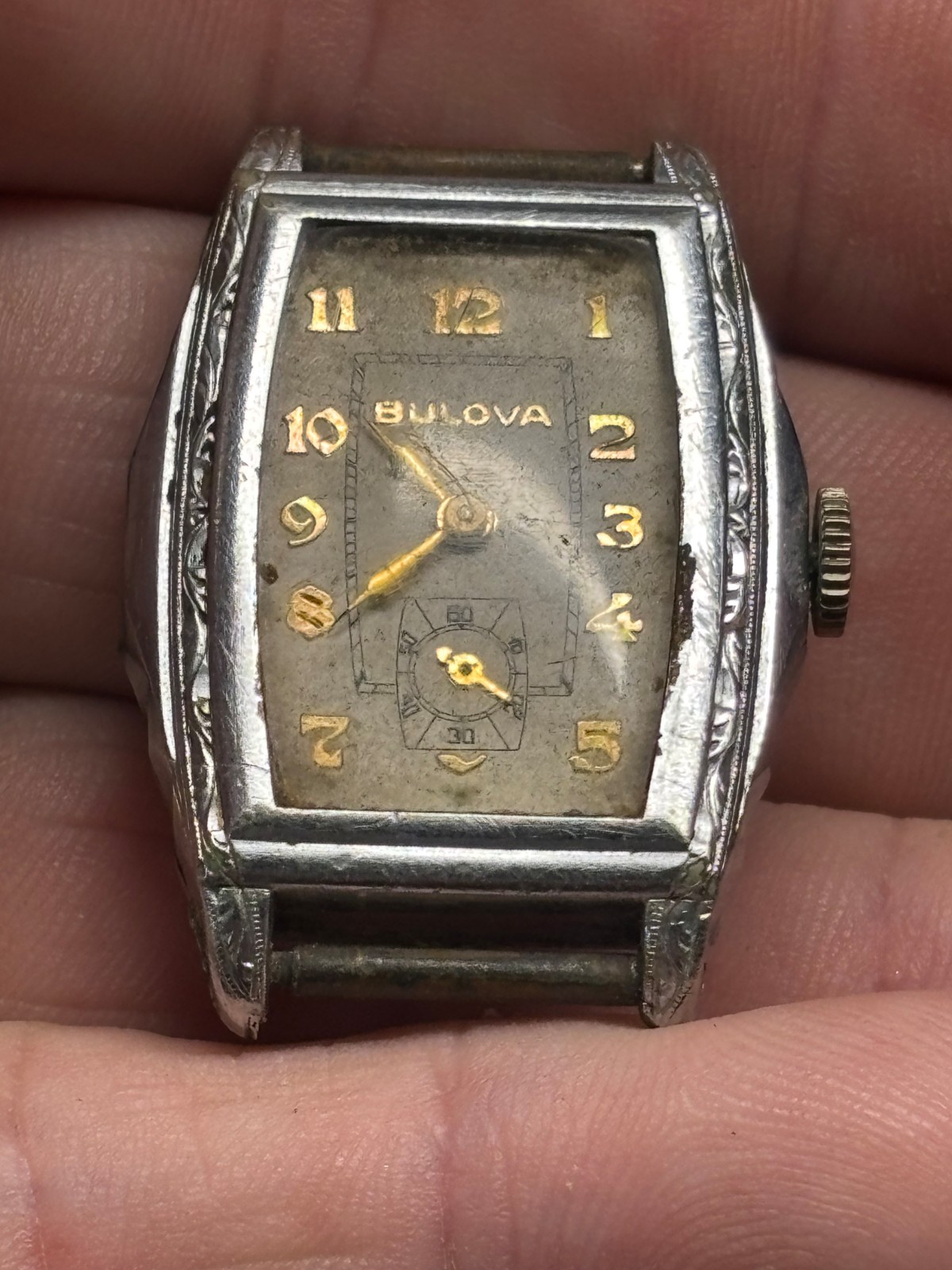 26mm 30mm vtg ART DECO Bulova mechanical 10AN 15j watch silver gold tone WORKING