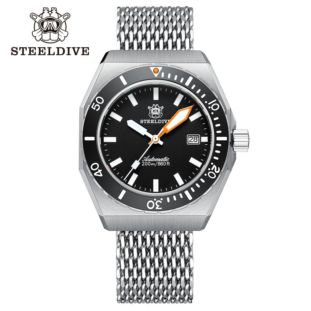 STEELDIVE SD1963 Mens 42mm 200M Automatic Dive Watch NH35 Sapphire Steel