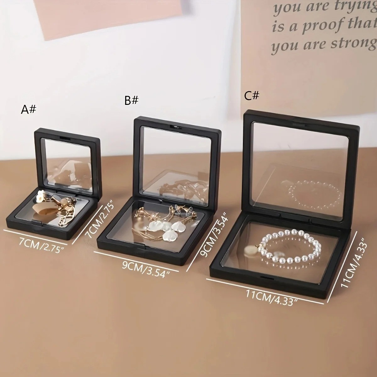 10PCS Floating Display Box 3D Suspension Jewelry Storage Case for Coins Rings