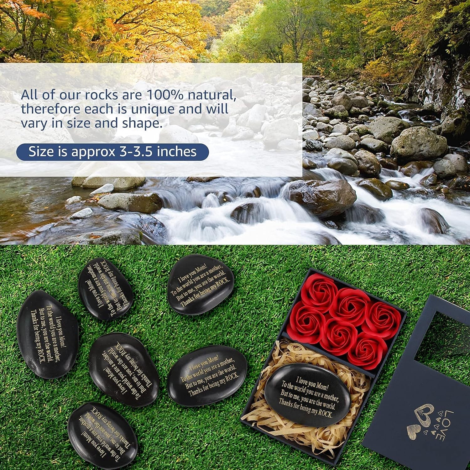 Meaningful Mother’s Day Keepsake – Engraved Stones & Floral Elegance Gift Set