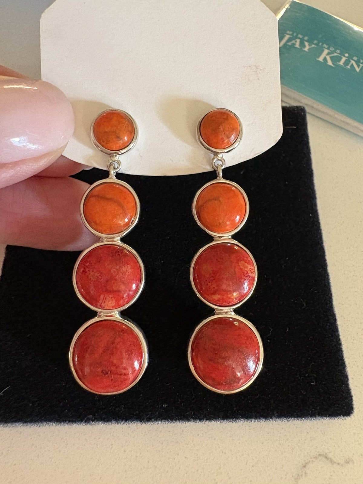 Mine Finds by Jay King Red Sea Bamboo Coral Sterling Silver Drop Earrings