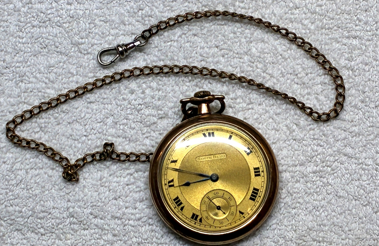 ANTIQUE SOUTH BEND GRADE 407 MODEL POCKET WATCH, CIRCA 1919, 15 JEWELS, SIZE 12