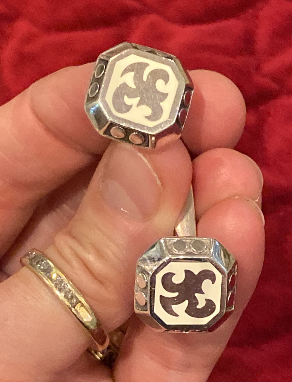 John Hardy Sterling DAYAK Cufflinks Enamel 925 RARE!