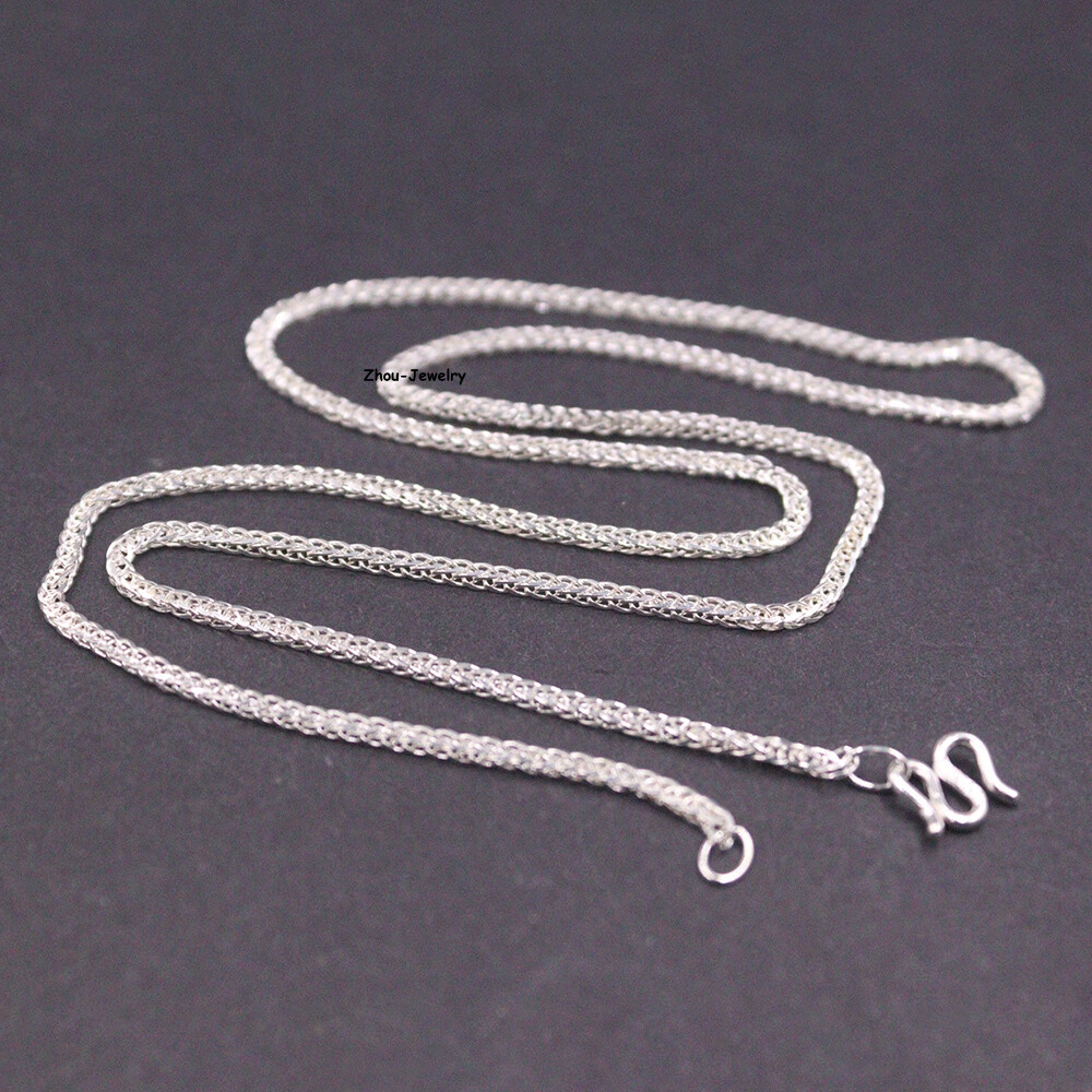 Pure S999 Fine Silver 999 Chain 1.3mm Wheat Link Necklace 4-5g 19.7inch