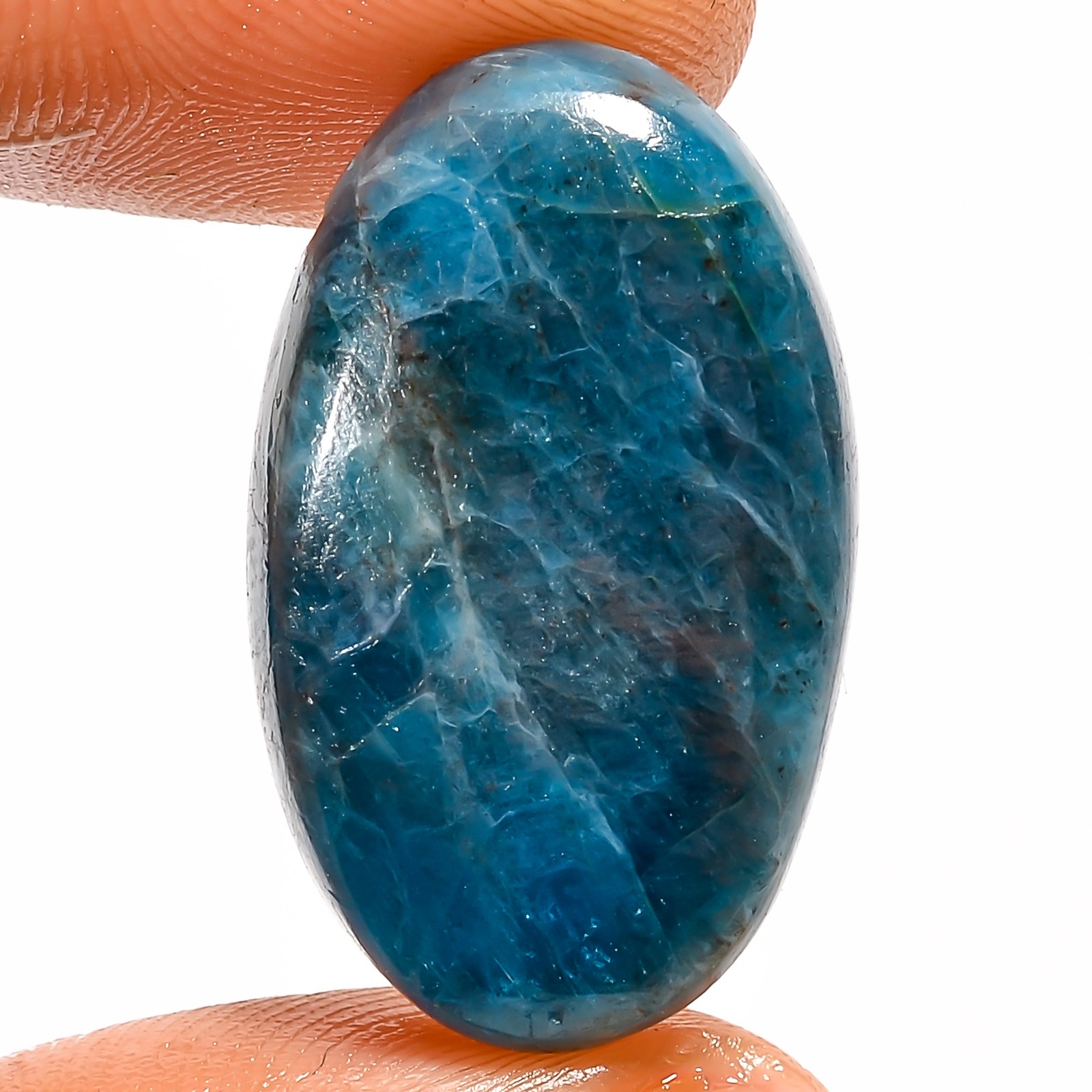 Natural Neon Blue Apatite Oval Shape Cabochon Gemstone 28 Ct 26X16X6 mm EE-53307
