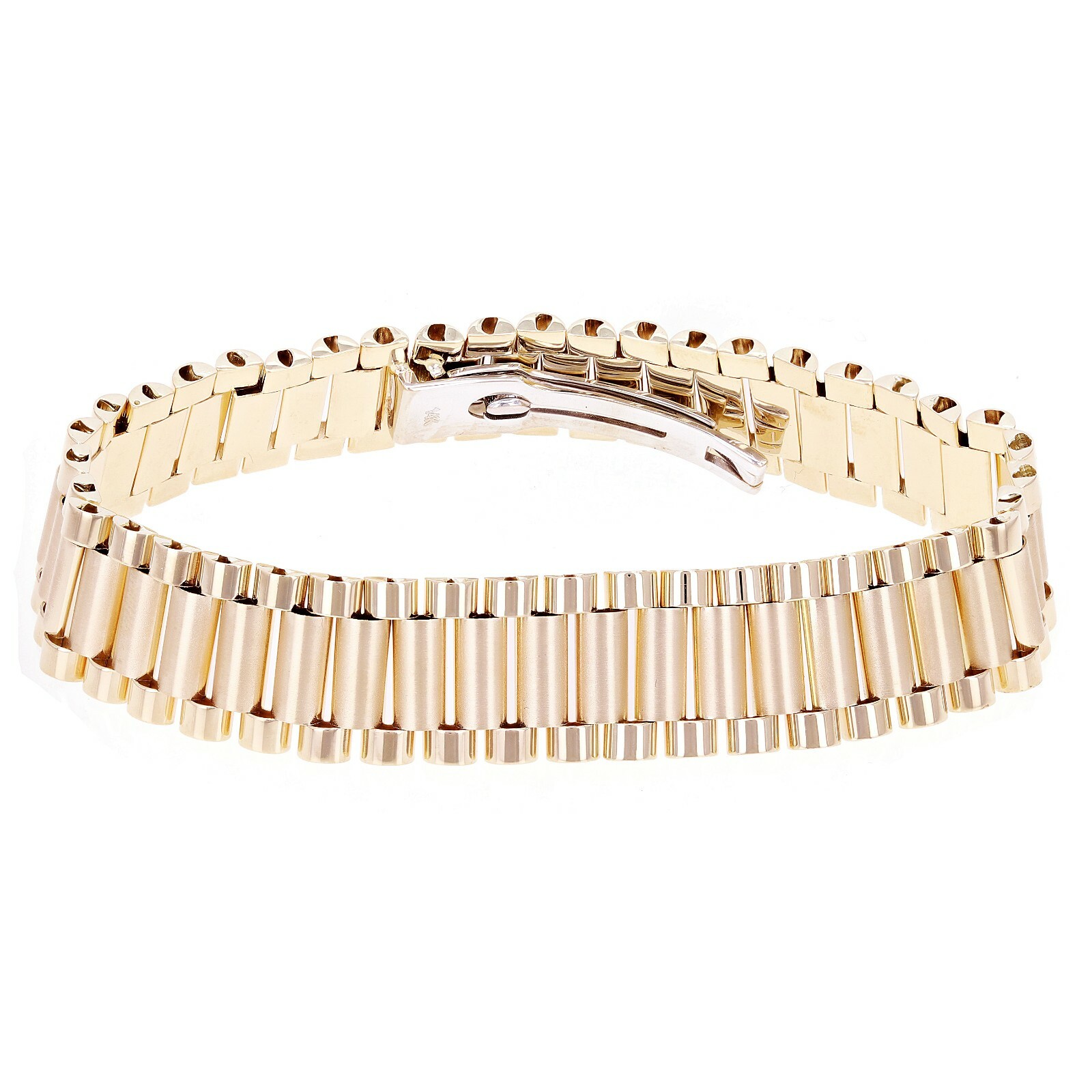 Men’s Italian 14k Yellow Gold Watch Link Bracelet 8″ 15.2mm 37 grams