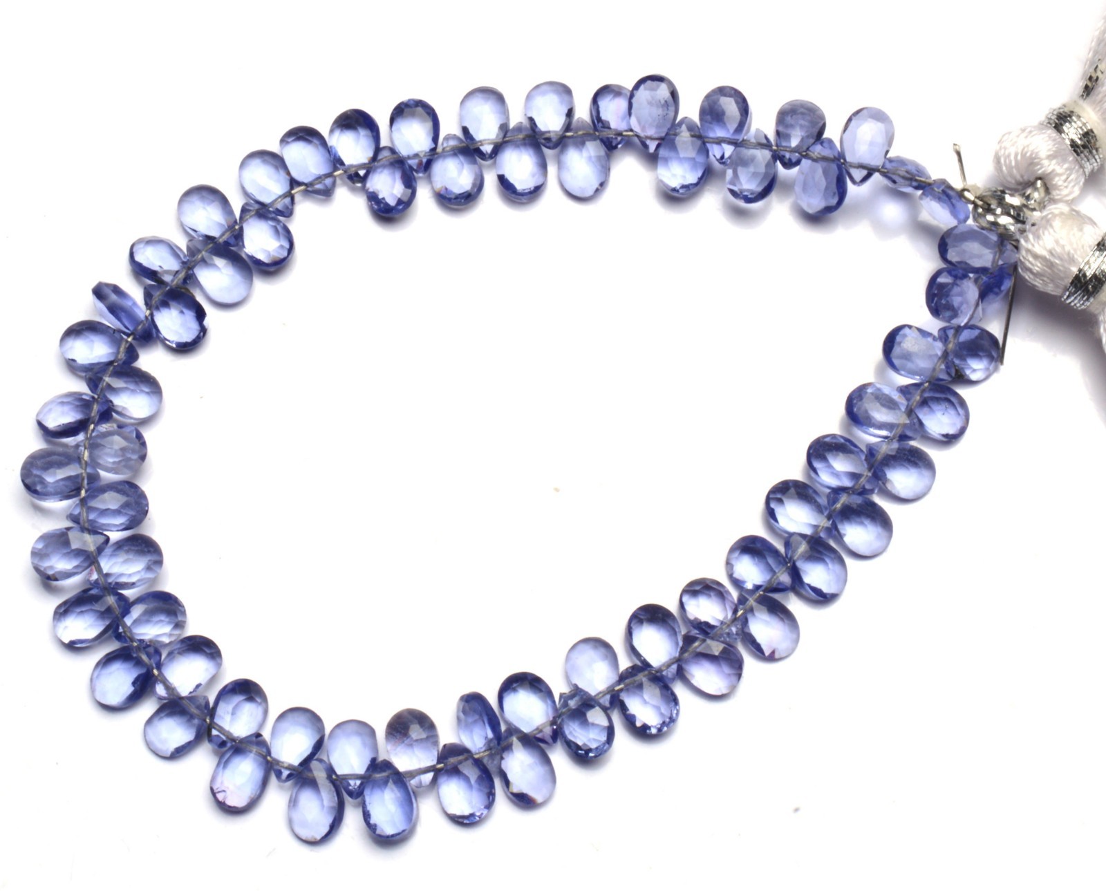 Iolite Color Quartz 5x3MM Approx. Faceted Pear Shape Briolette Beads 6″ Strand