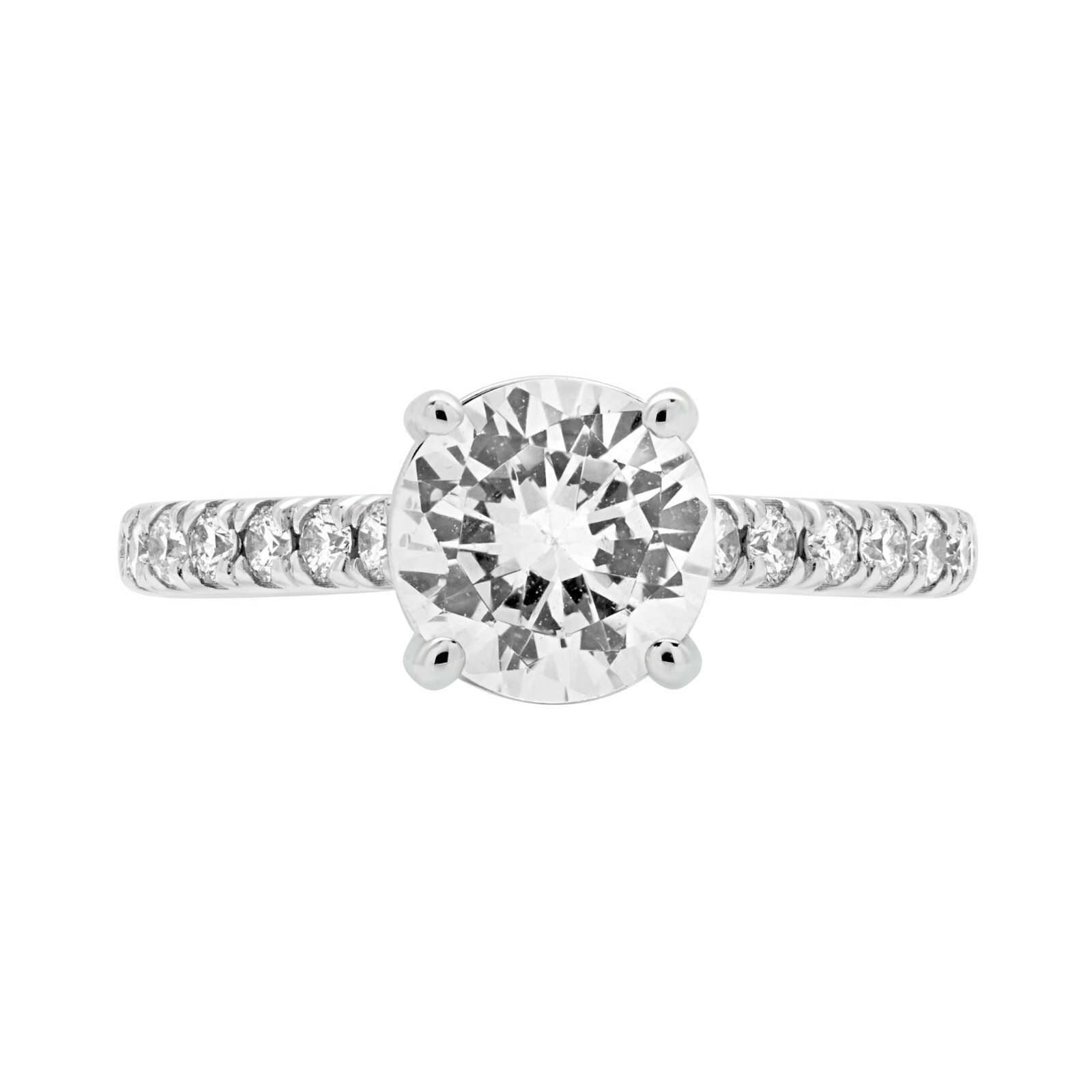 IGI Certified 1.60 TCW Round Lab Grown CVD Diamond 14K White Gold Wedding Ring