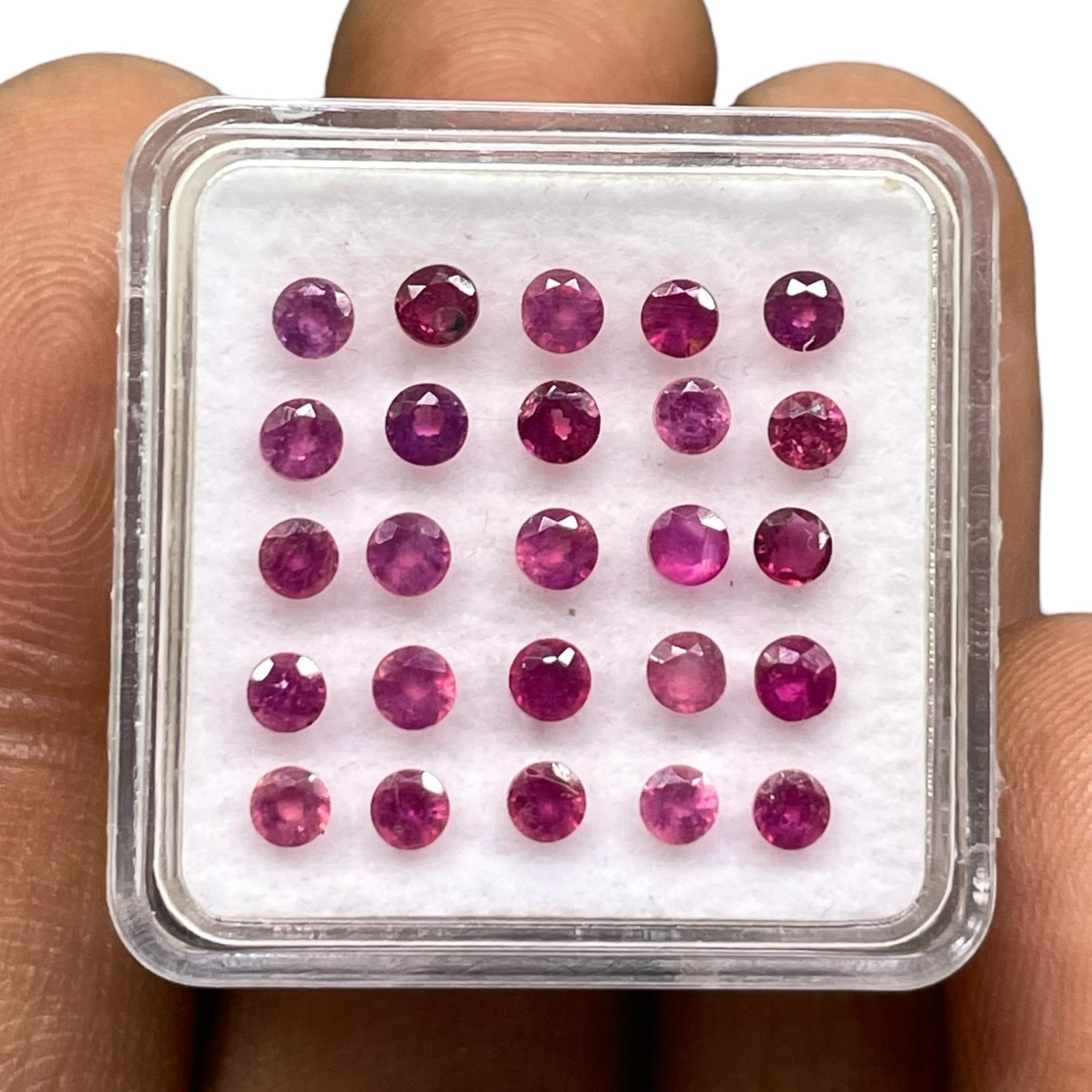 25 Pcs Natural Ruby Round Cut 2.4mm Stunning Red Transparent Loose Gemstones Lot