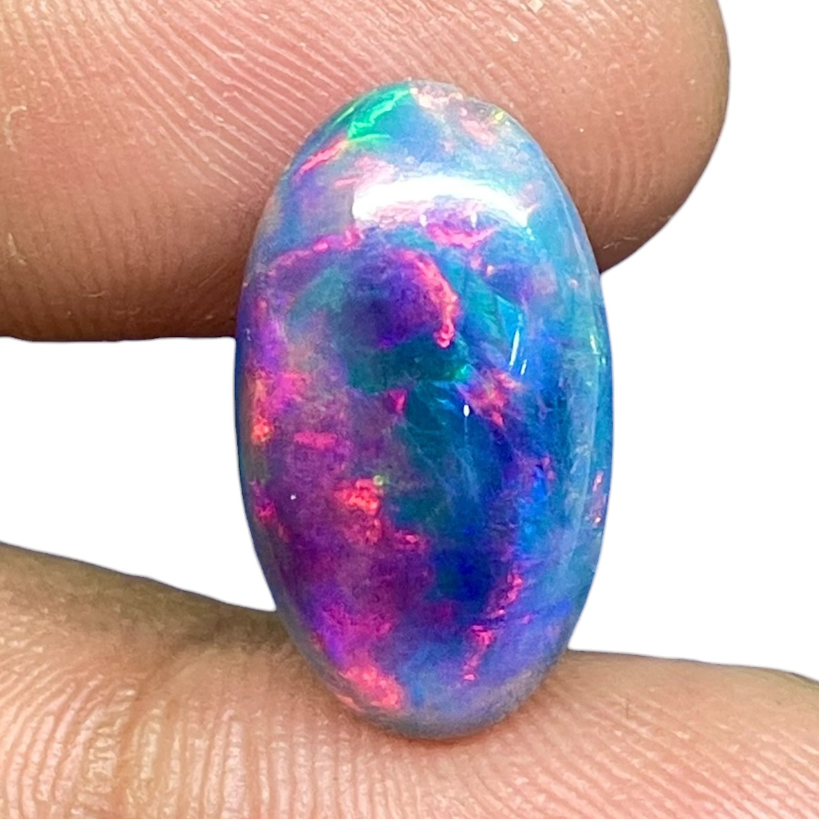 3.38 Cts Natural Black Opal 18x10mm Oval Cabochon Multi Fire Loose Gemstone