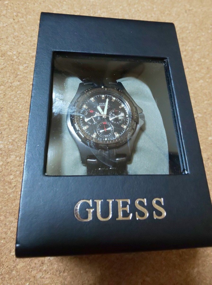 GUESS Water Pro Diver Men’s Chronograph Black Gunmetal Rotating Bezel From Japan