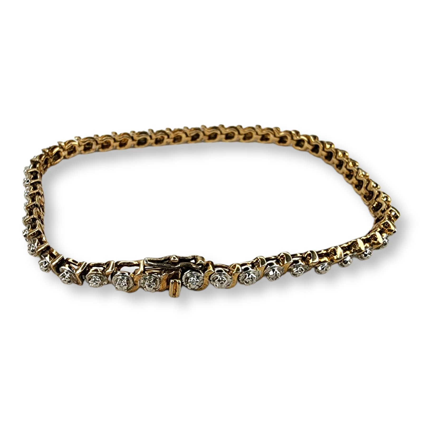 Vintage Ross Simons Sterling Silver 925 Gold Vermeil Tennis Bracelet 7.5 Inches