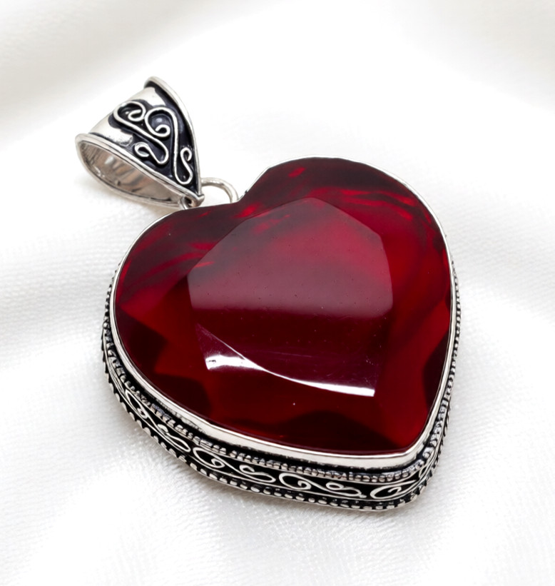 Mozambique Garnet Gemstone Handmade 925 Sterling Silver Jewelry Pendant 2″