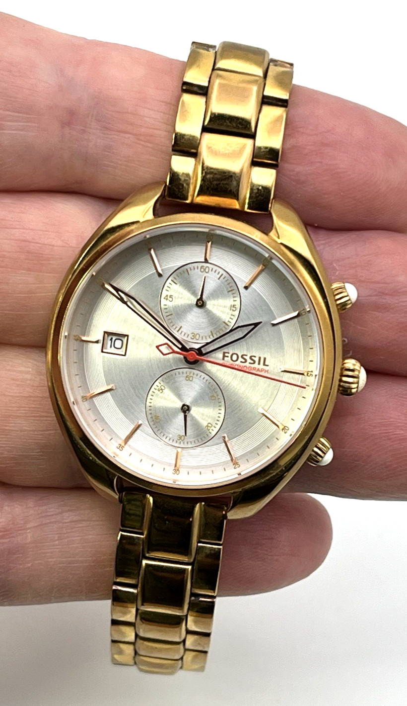 FOSSIL LAND RACER Womens CHRONO WATCH CH2977 ROSE Need Batt ? AS IS PARTS READ