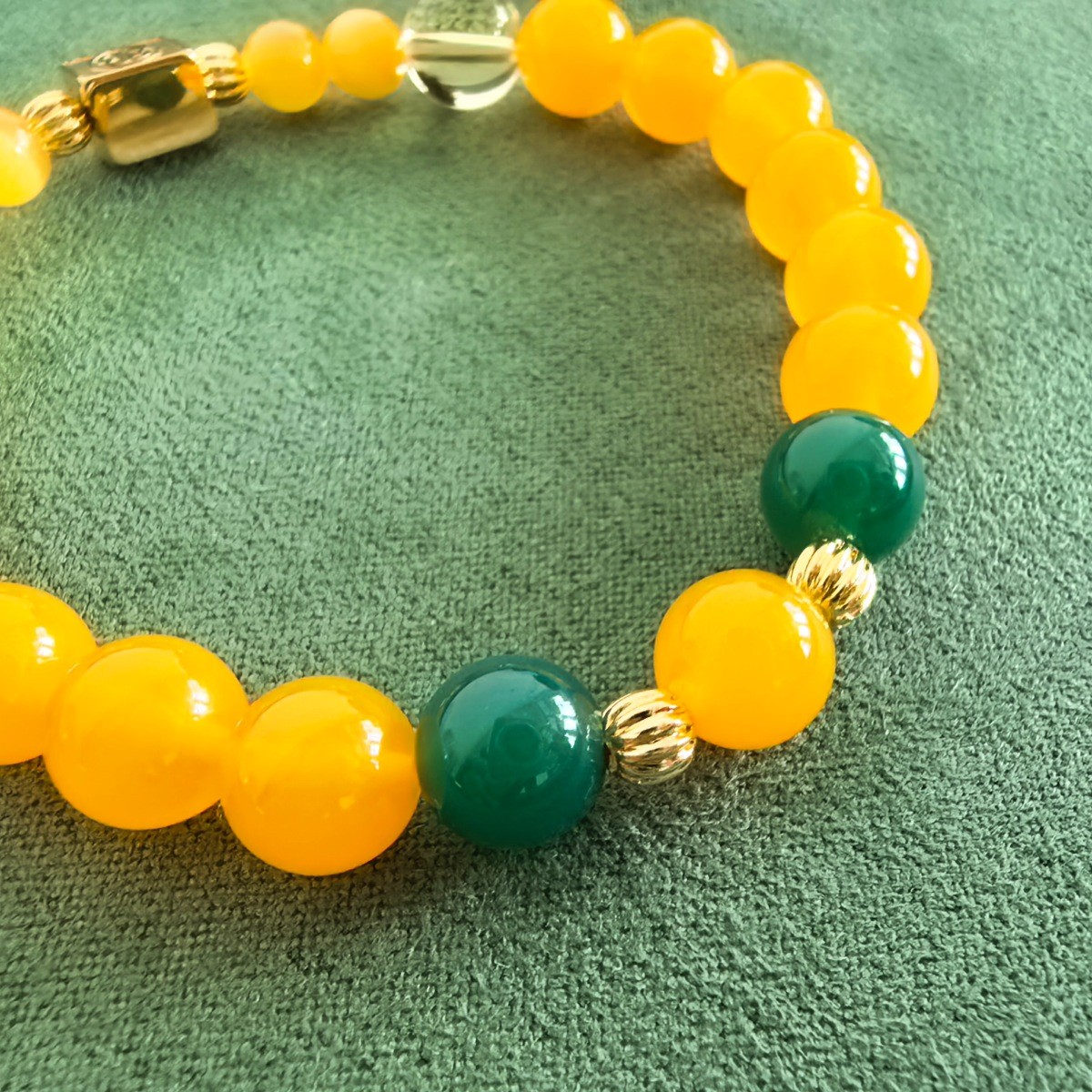 Custom Engraved Bracelet Yellow Agate Citrine Beads Wealth luck Jewelry Her Gift