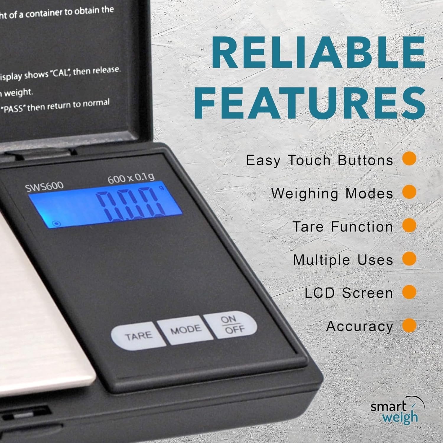 Compact 600g Digital Scale with High Precision – Auto Shut Off & Tare Function