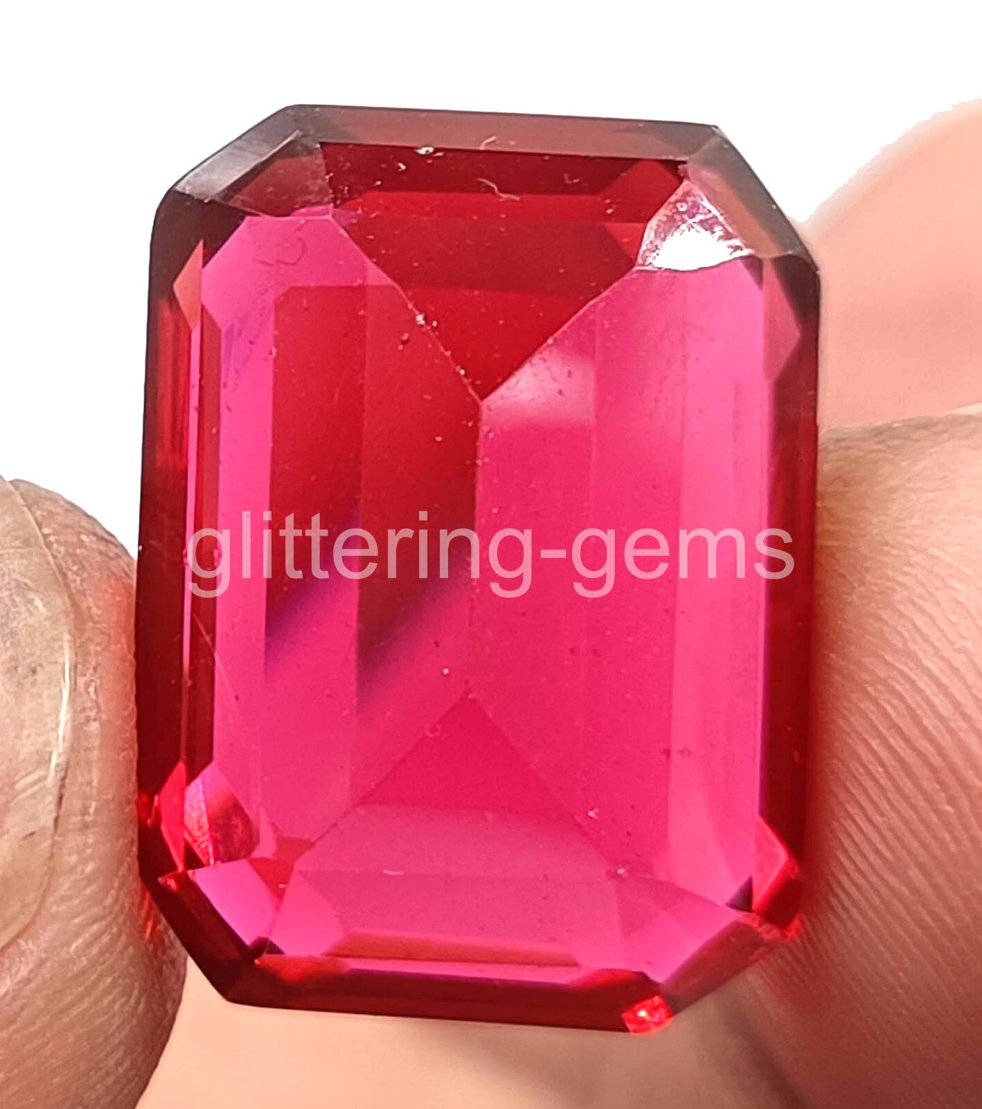 Natural Red Ruby 25.5 Ct Emerald Cut Certified Loose Gemstone 5AIH