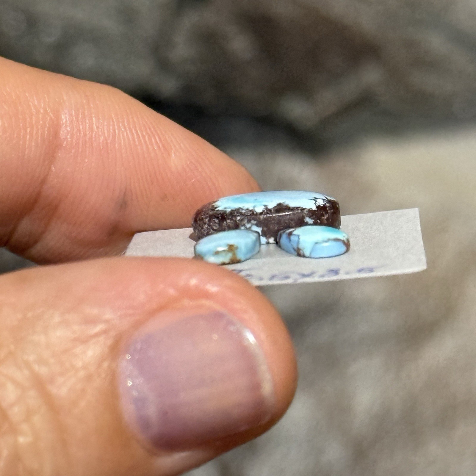 4.8ct 12.8-7.7mm 3pcs Lot Fine Golden Hill Lavender Turquoise Cabochon Gems