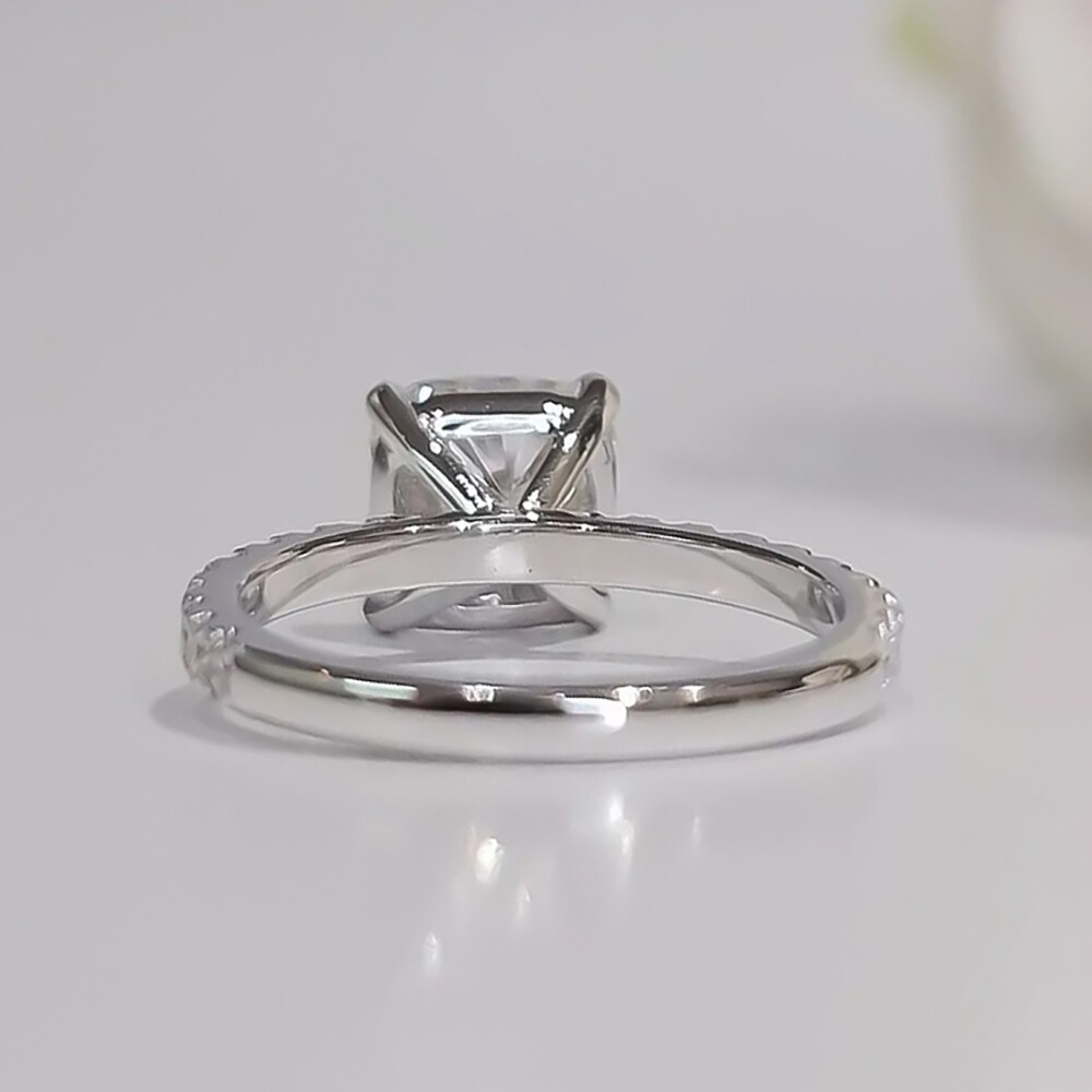 2.50 Ct Certified Cushion Cut White Diamond 925 Sterling Silver Solitaire Ring