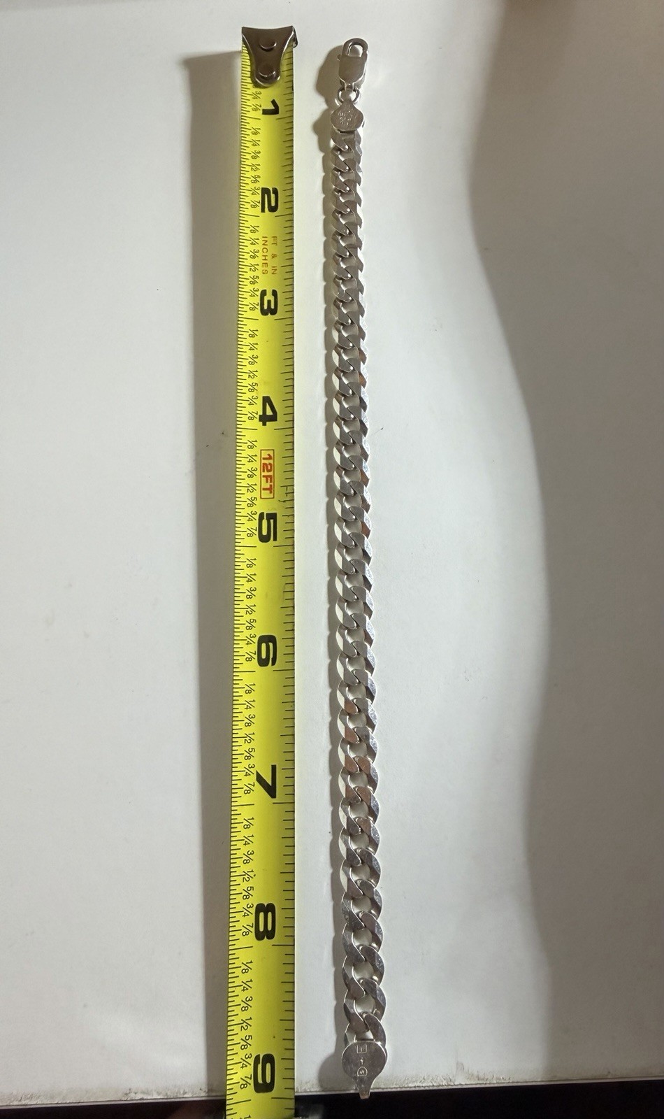 Sterling Silver 925 Italy Curb Link Chain Bracelet 9 in. 8mm
