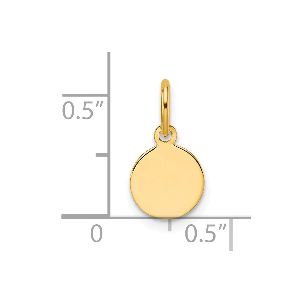 10K / 14K Yellow Gold Plain .013 Gauge Circular Engravable Disc Charm