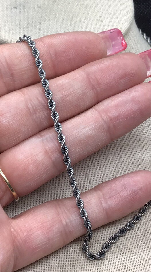 Vintage Sterling Silver 925 Chunky Rope Style Necklace 18″ Y413