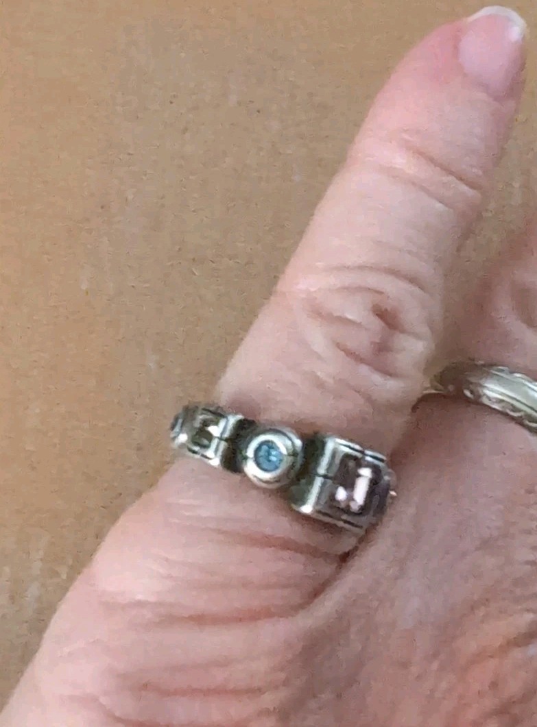 Patricia Locke Silver Tone Ring . Has A Replacement Crystal. See Photos /Descrip