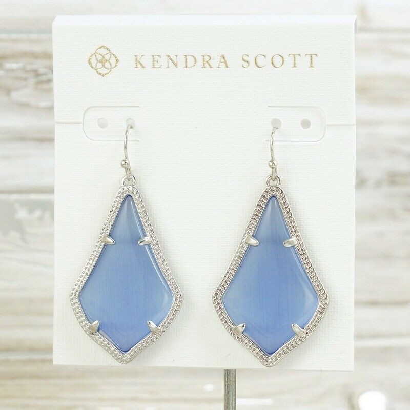 NWOT Kendra Scott Alex Cat’s eye Periwinkle Drop earring Light Blue Silver Tone