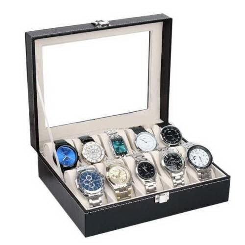 10 Compartments High-grade Leather Watch Collection Storage Box(US Sock)