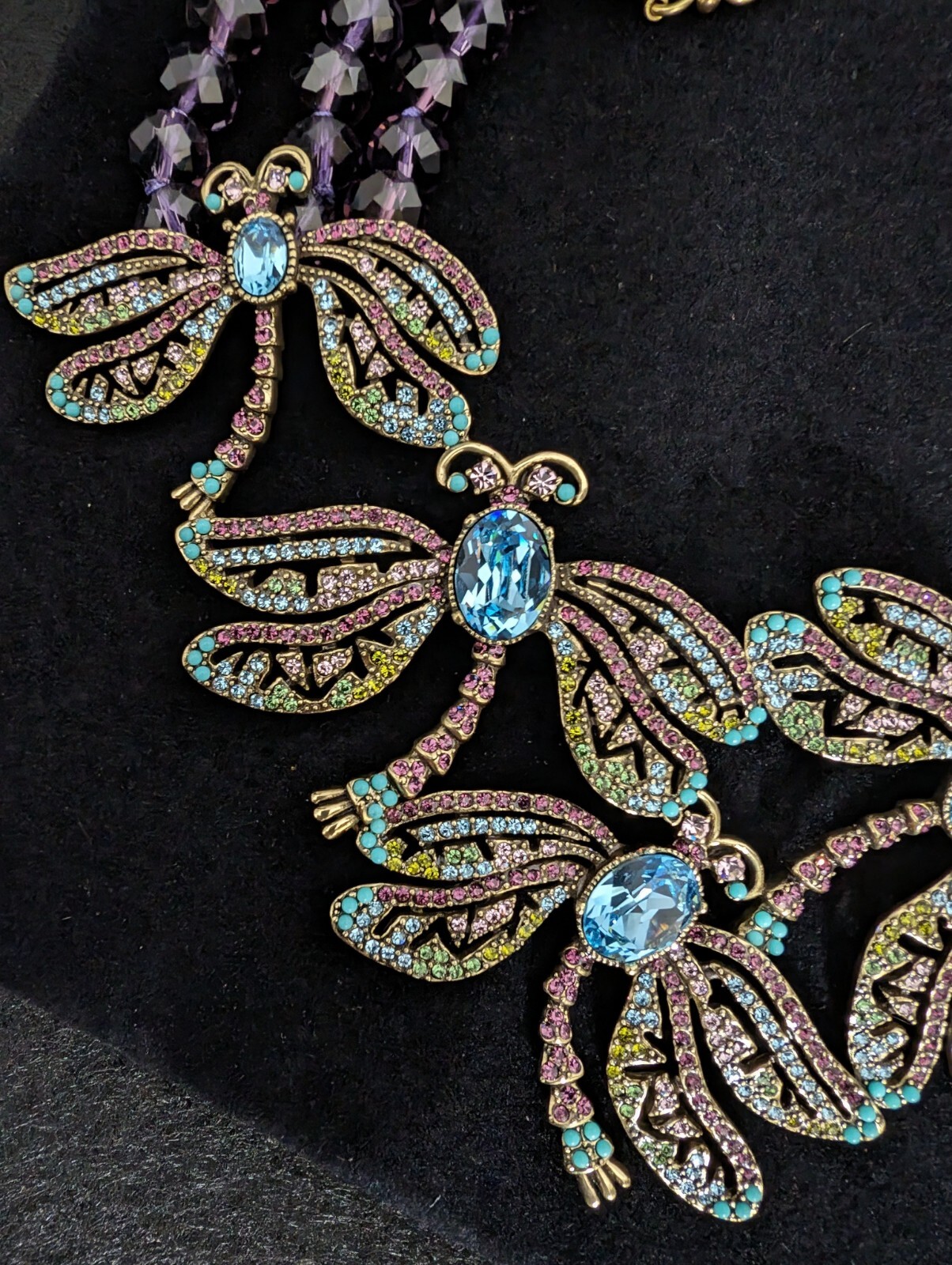 Heidi Daus “Dragonfly Artistry” Swarovski Crystal Necklace-Amethyst-AUTHENTIC