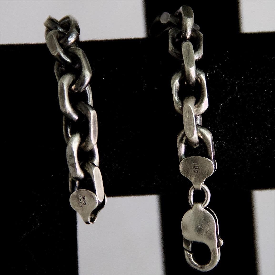HEAVY VTG Biker Punk Gothic Sterling Silver 40g Italy 925 Anchor Link Bracelet