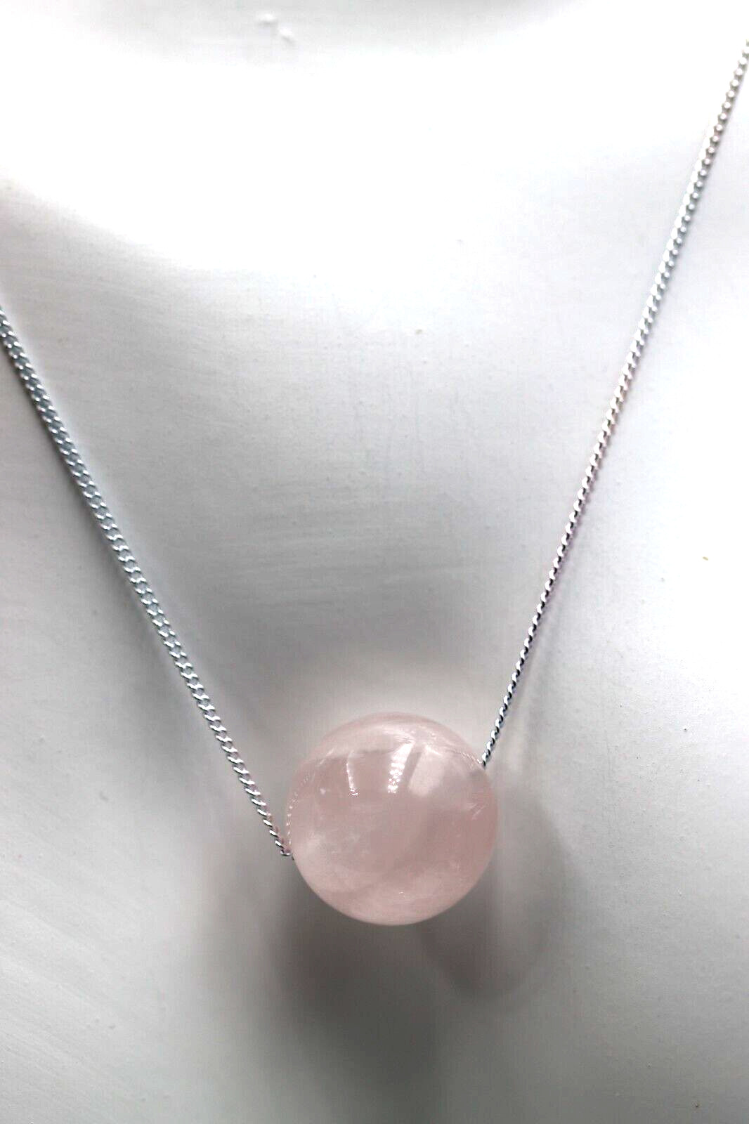 Sterling Silver 925 Rose Quartz Bead On 45cm Chain + 5cm Extender -Free post