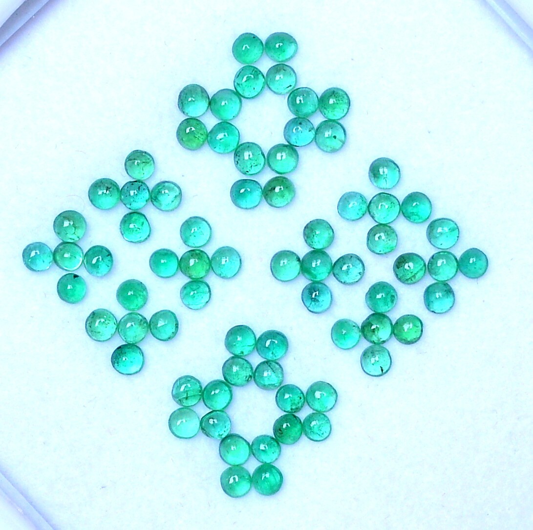2 mm Natural Emerald Round Cabochon Lot 20 Pieces Calibrated Loose Gemstones