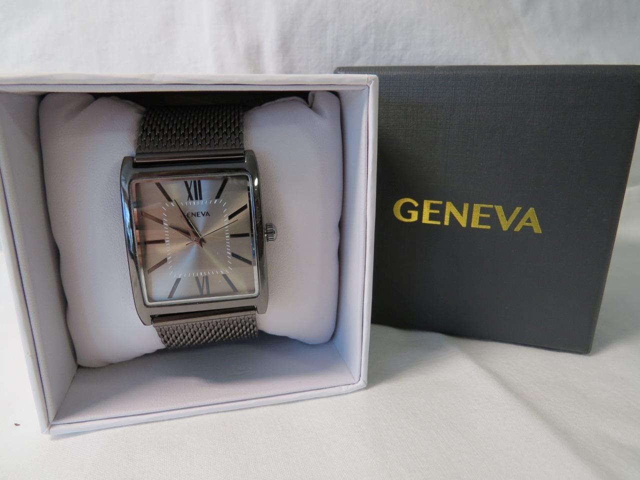 Men’s Geneva Clou de Paris Gray Gun Metal Bracelet Watch KH8052GU New in case