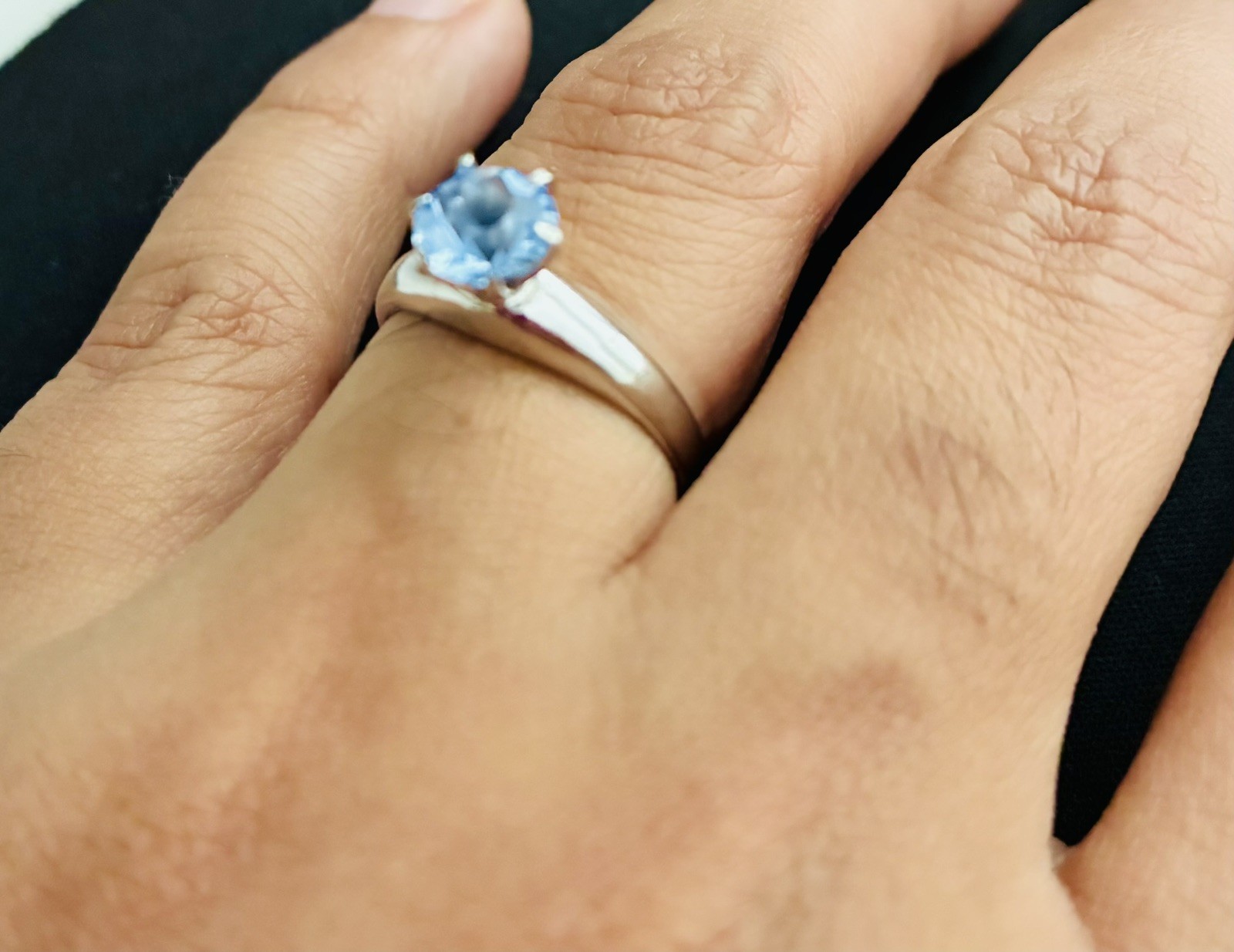 Silver-toned Ring with BLUE Stone