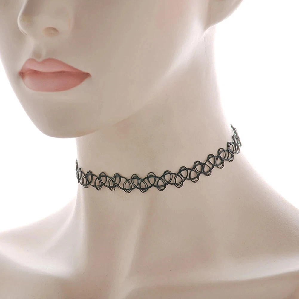 12pcs Hot Sale Vintage Chokers Necklaces For Women Stretch Tattoo Necklaces